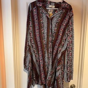 Natural Life Collared Shirt Dress Floral XL NEW